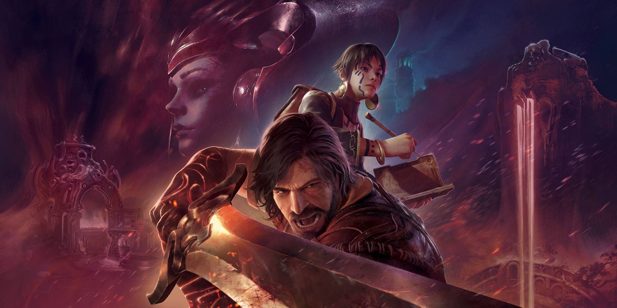 The protagonist from Blades of Fire screaming with a sword in the game's key art.