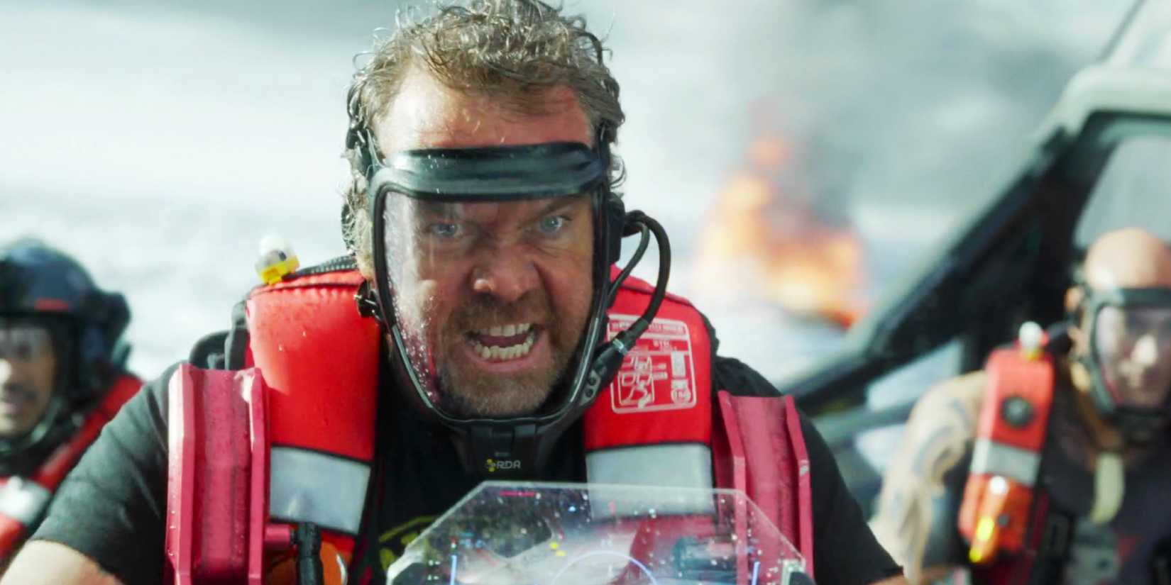 Brendan Cowell looking furious as Scoresby in Avatar The Way of Water