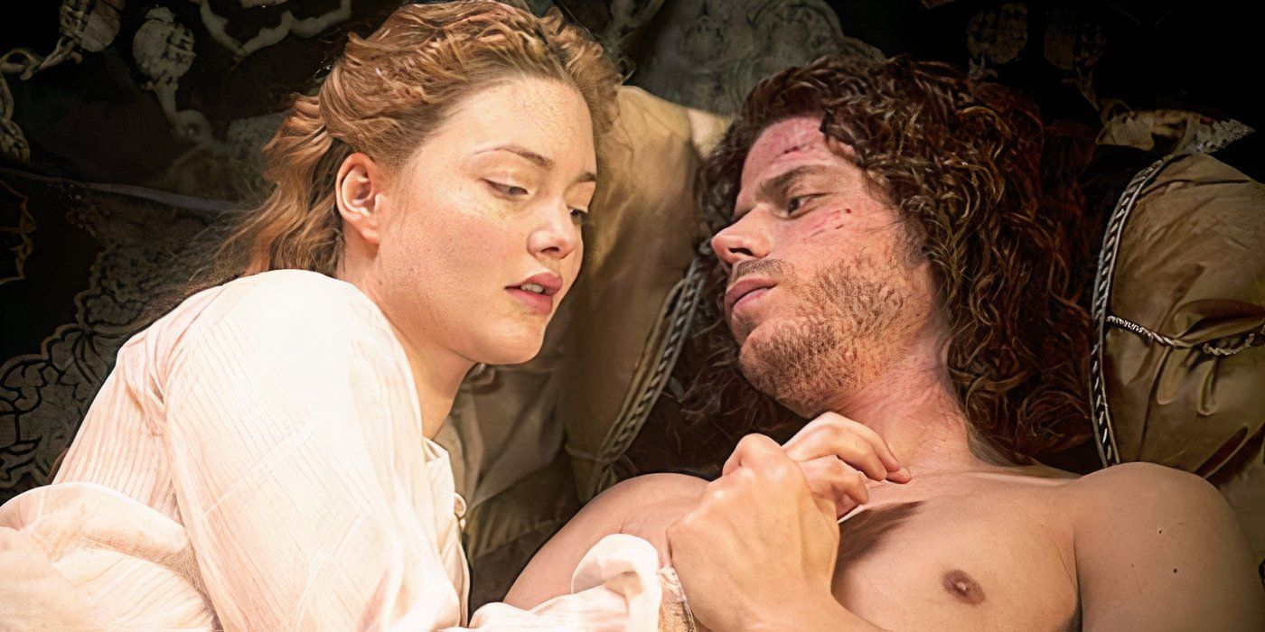 Cesare and Lucrezia Borgia in bed in The Borgias