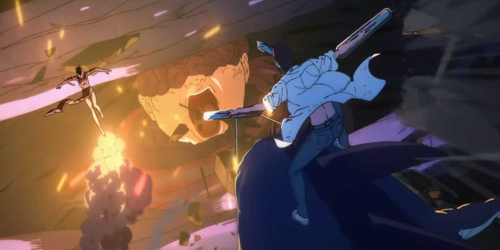 Denji and Beam against Bomb Girl and Typhoon Devil