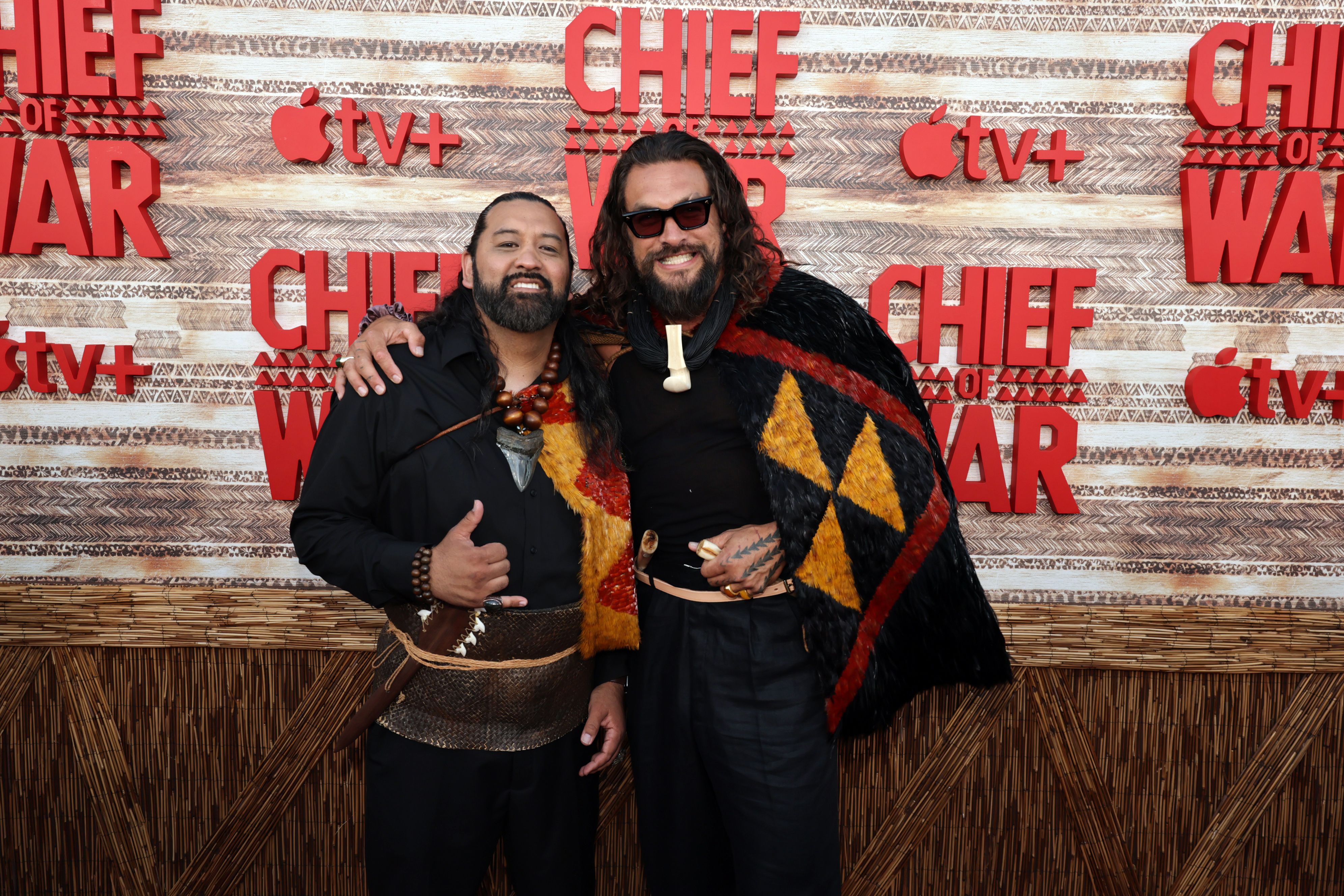 Chief of War Premiere Thomas Paa Sibbett and Jason Momoa
