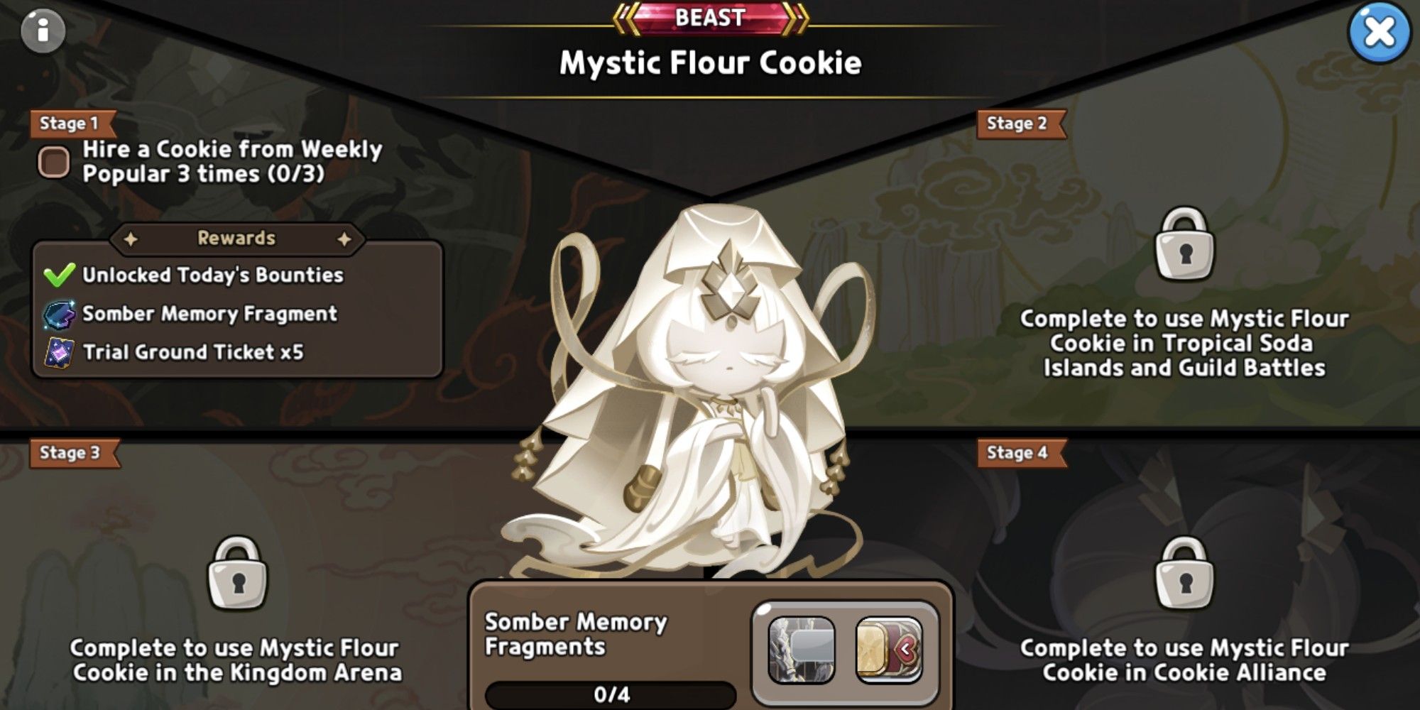 Cookie Run Kingdom Dominion of the Beasts Mystic Flour Cookie Tasks