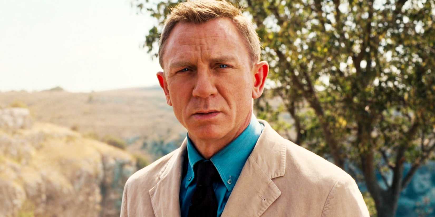 Daniel Craig looking serious as James Bond in No Time To Die
