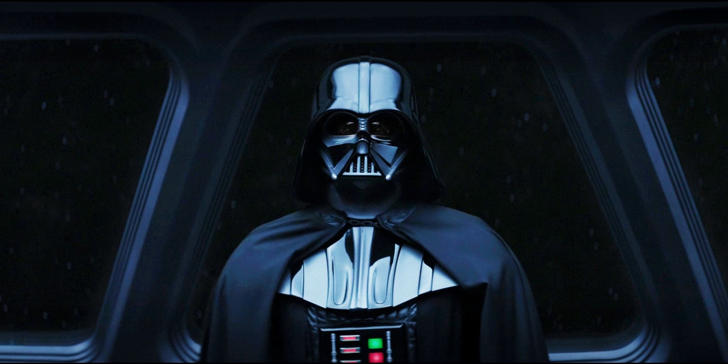 Darth Vader davanti alle finestre in Star Wars