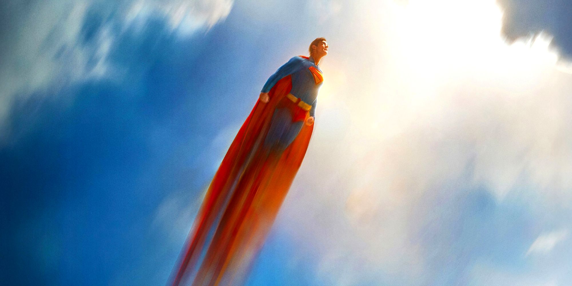 David Corenswet's Kal El flies towards the sky in James Gunn's Superman