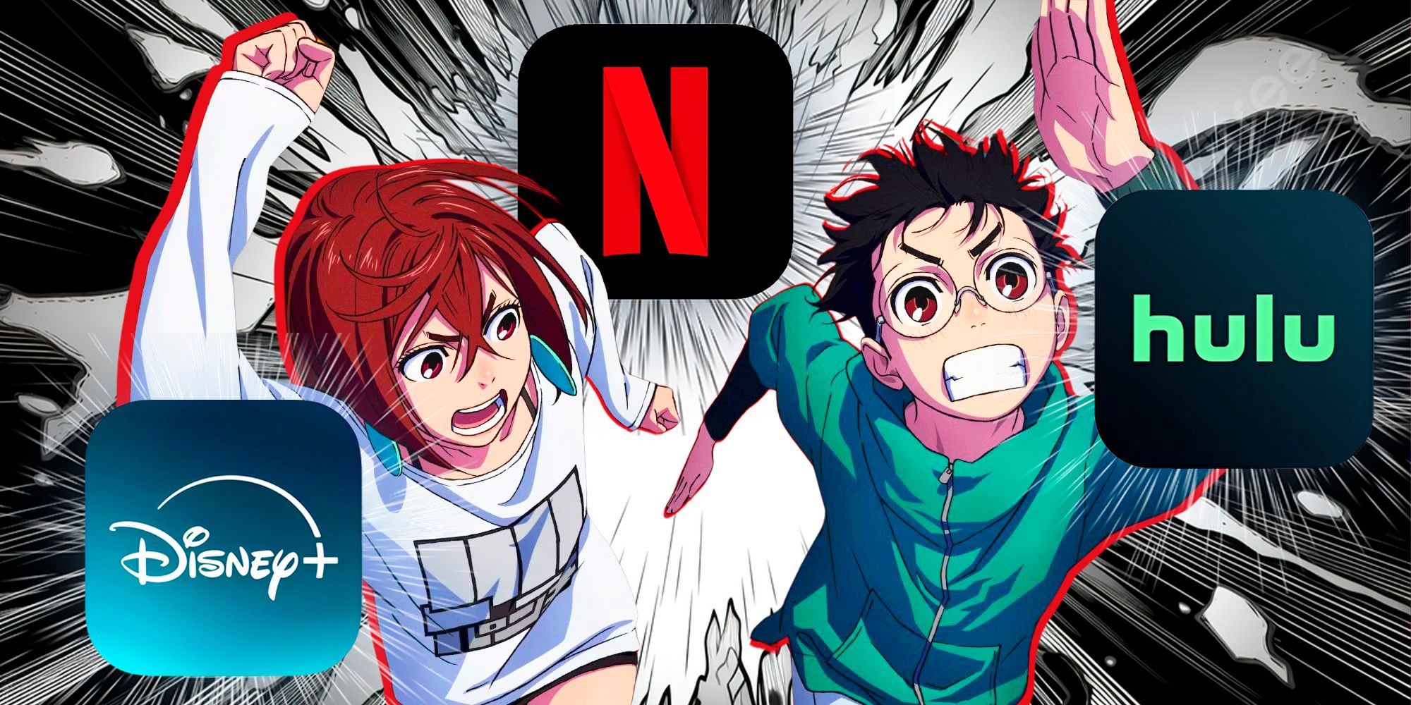 disney-hulu-and-netflix-logos-with-dandadan-imagery Netflix confirma que o anime foi oficialmente popular com novos números impressionantes