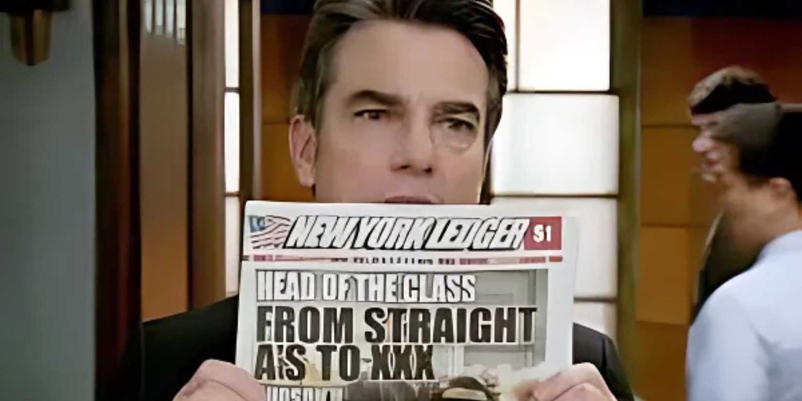 Dodds holds up a disturbing headline In Law & Order SVU