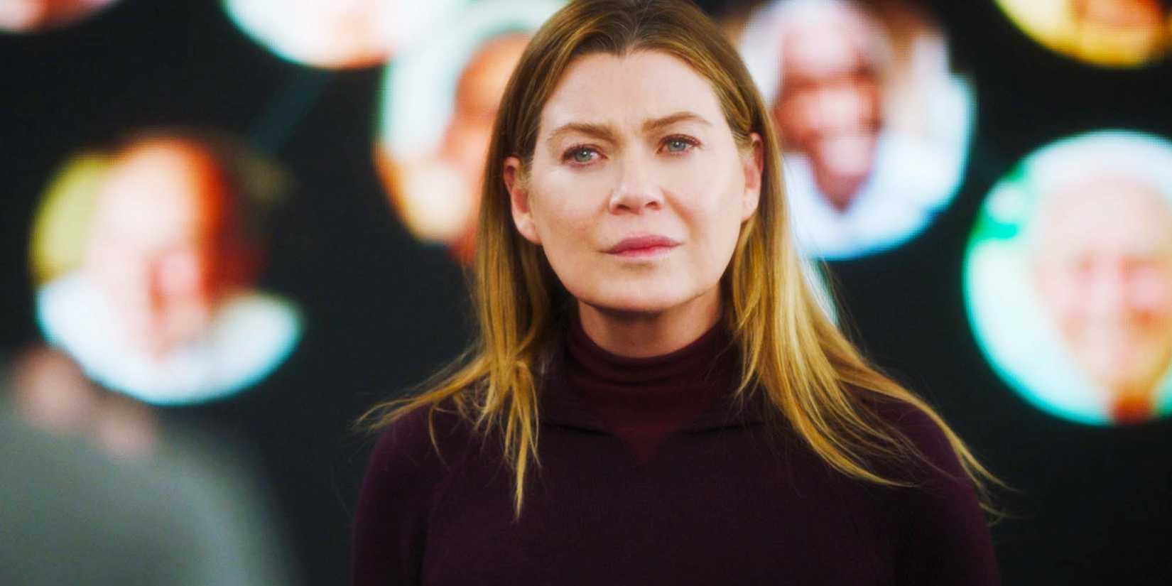 Ellen Pompeo as Meredith Grey in Grey's Anatomy season 21 episode 12 in black high neck top