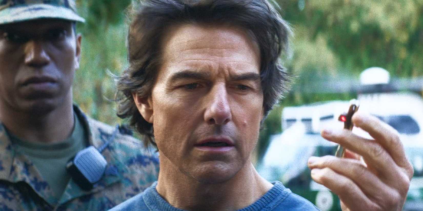 Tom Cruise as Ethan Hunt looking distraught in Mission: Impossible - The Final Reckoning