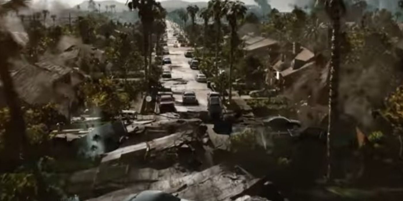 Escaping an earthquake from a limo in the disaster movie 2012