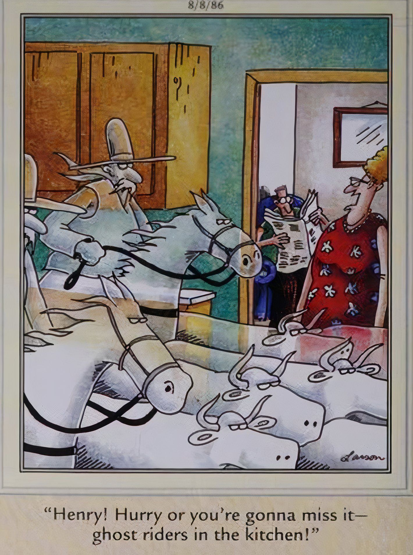 Far Side, August 8, 1986, 'ghost riders in the kitchen'