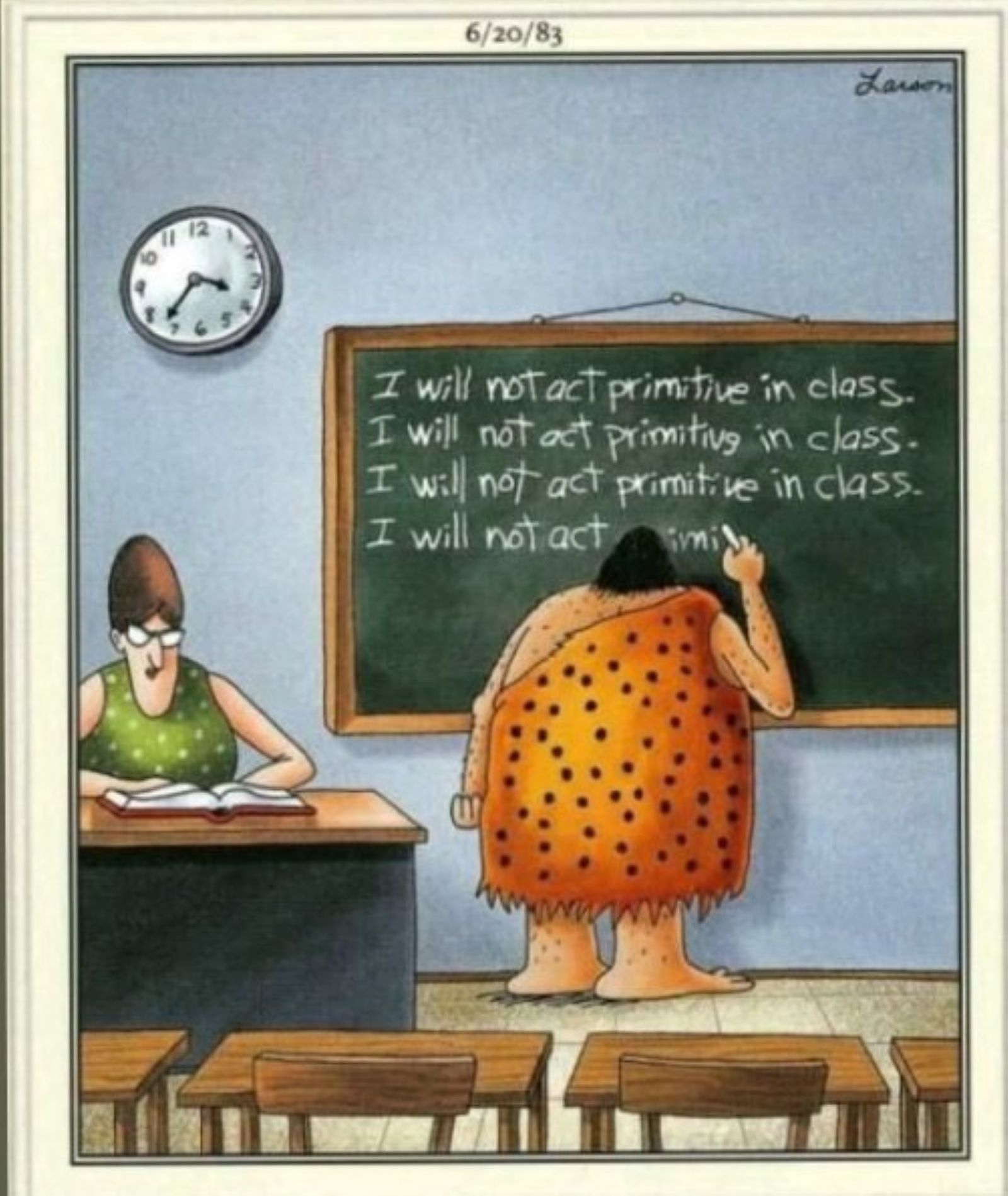 far side cave man teacher