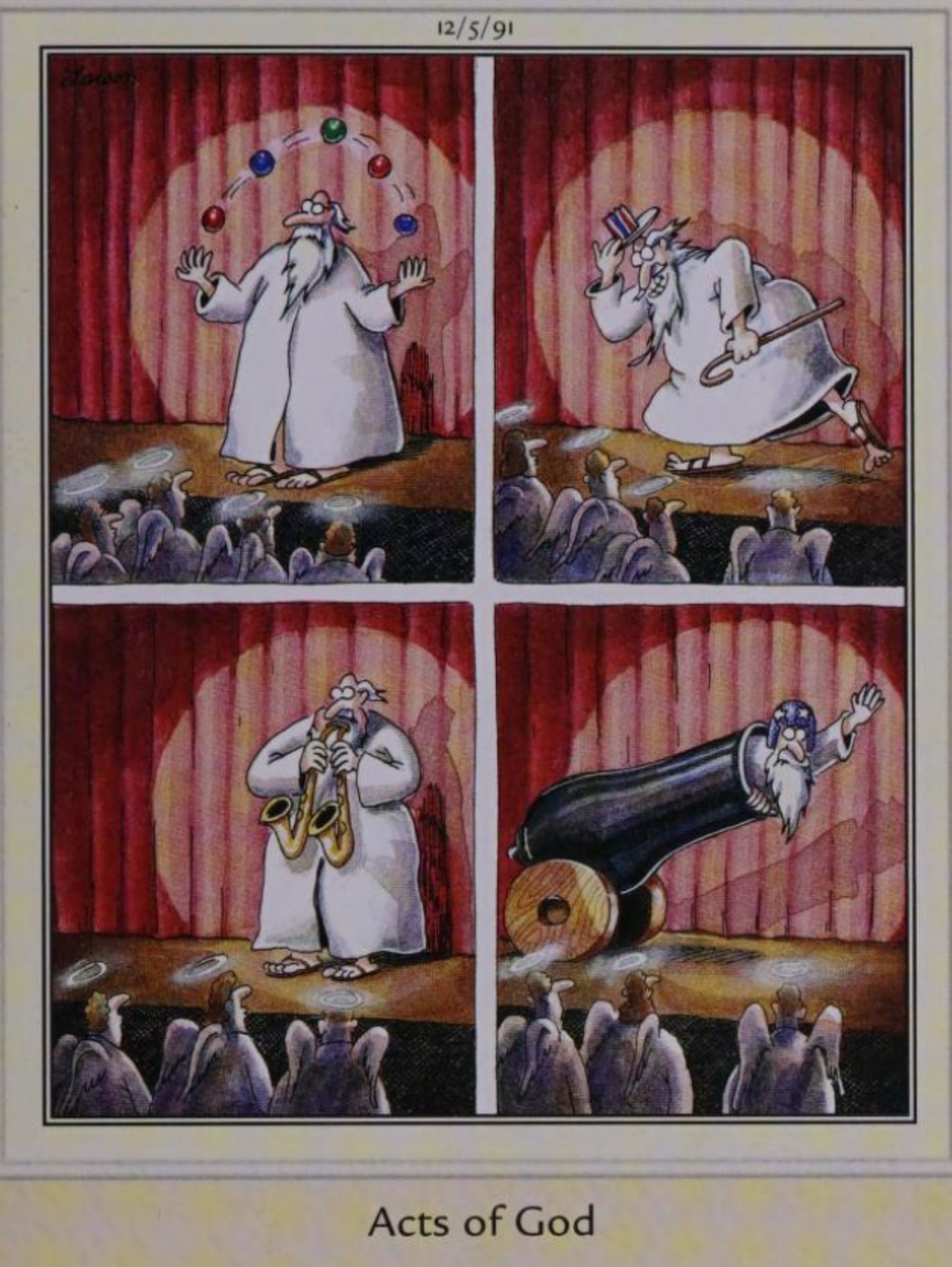 Far Side, dicembre 5, 1991 - Dio nello spettacolo