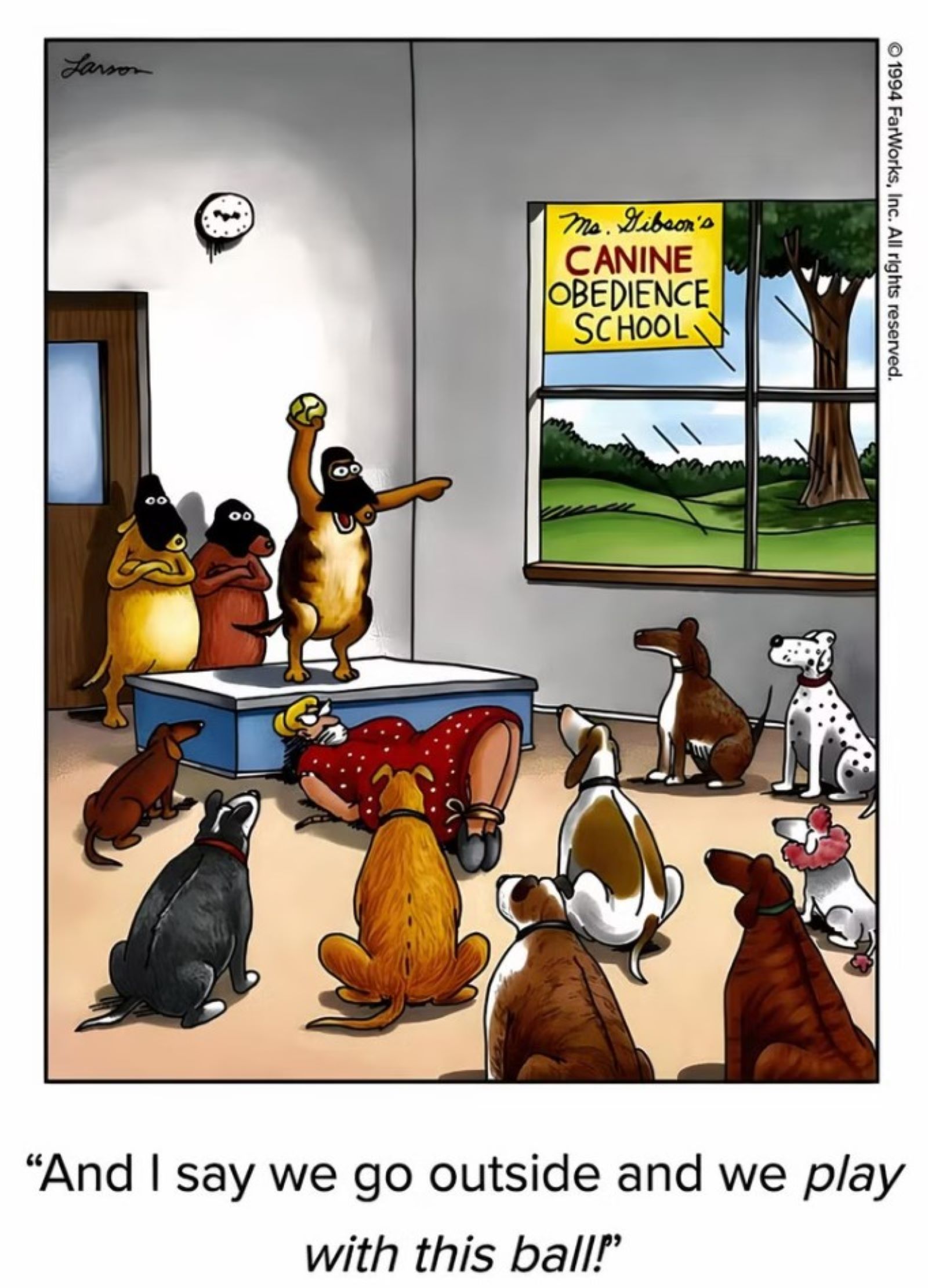 Far side dogs teacher comic