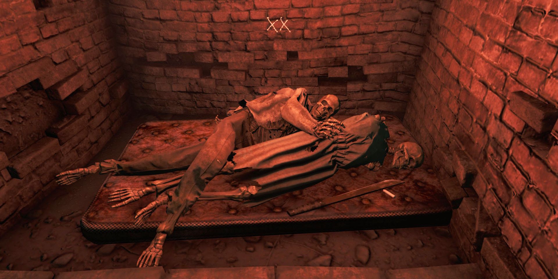 Fens Phantom Fens Street Sewer two skeletons on a mattress in Fallout 4