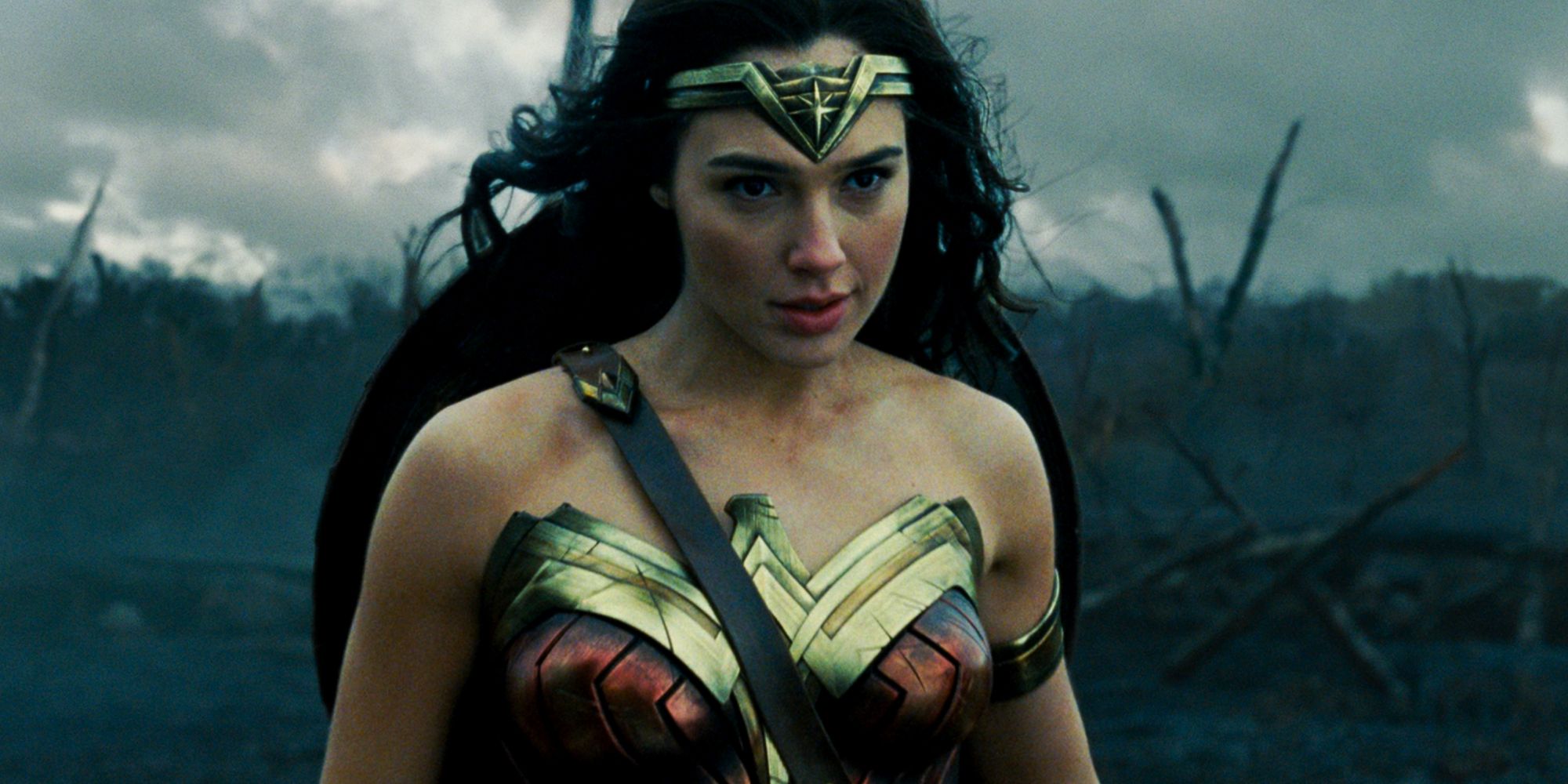 Gal Gadot's Wonder Woman looking determined in No Man's Land