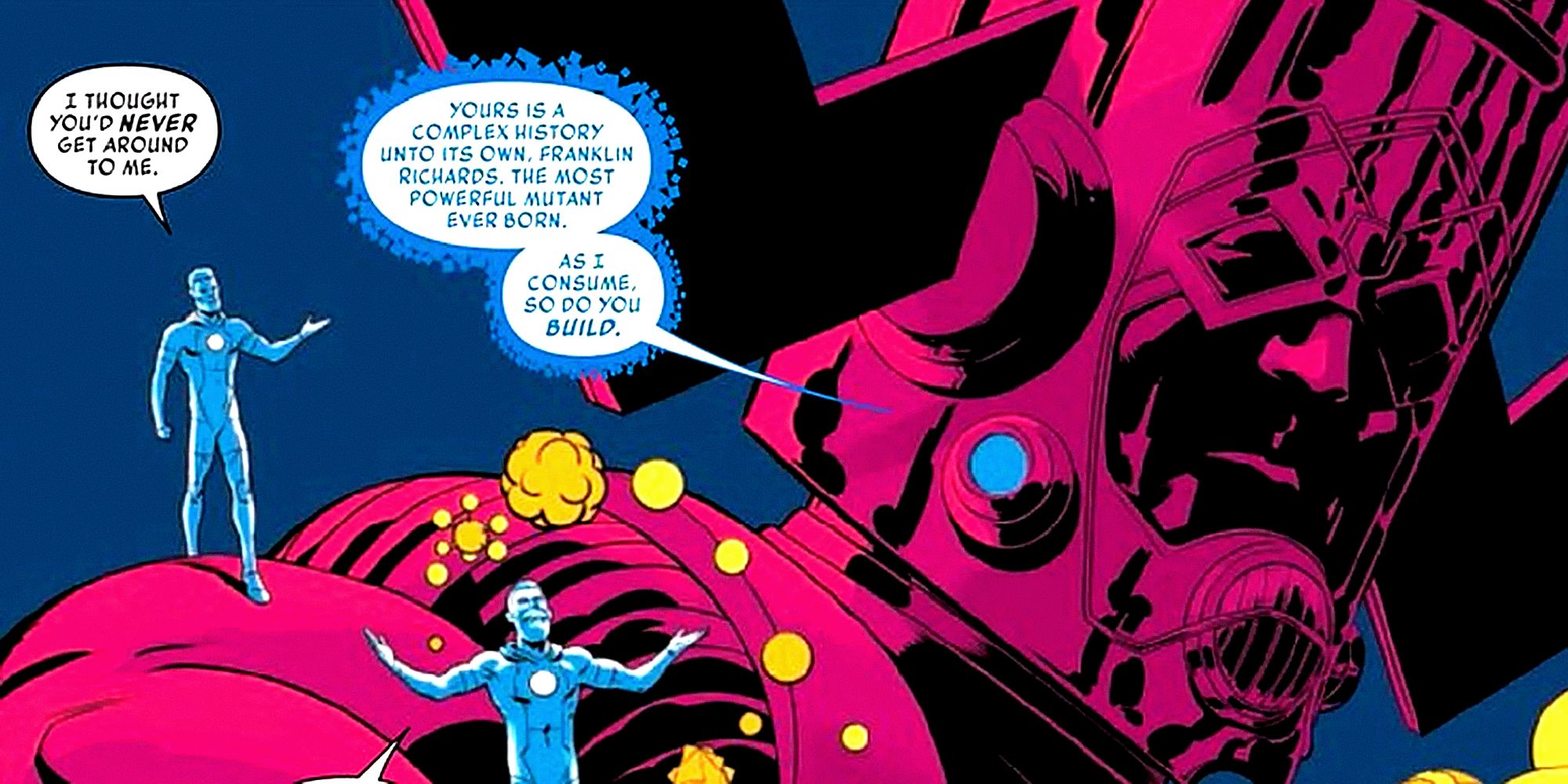 Galactus addresses Franklin Richards as the most powerful mutant ever born in Marvel Comics