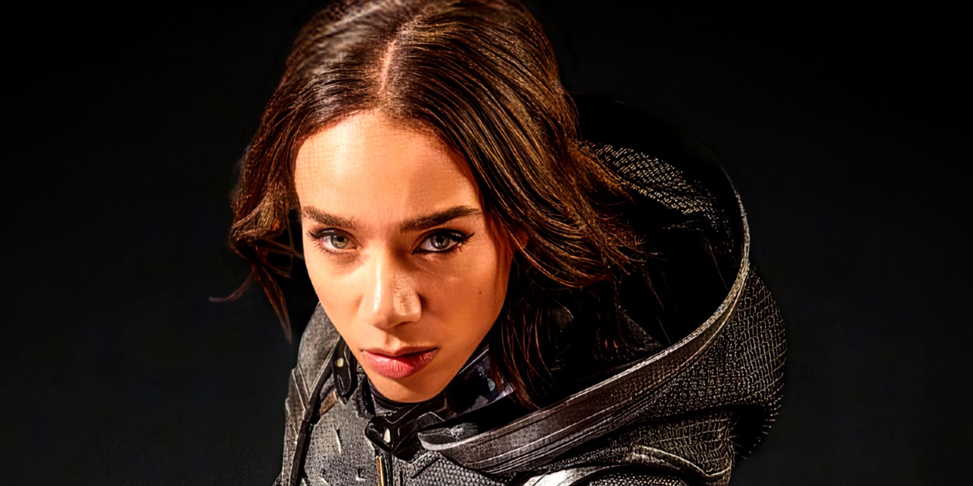 Hannah John-Kamen's Ava Starr aka Ghost looks at the camera in Thunderbolts poster