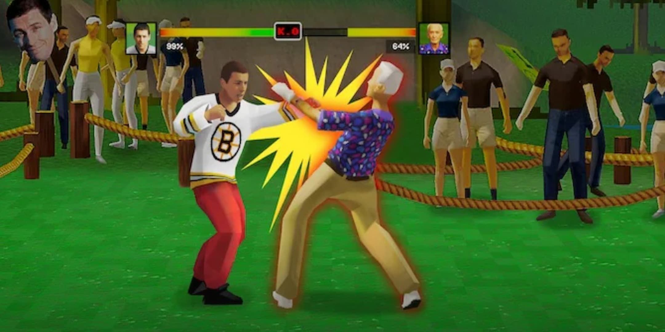 two characters fighting in the Happy Gilmore game