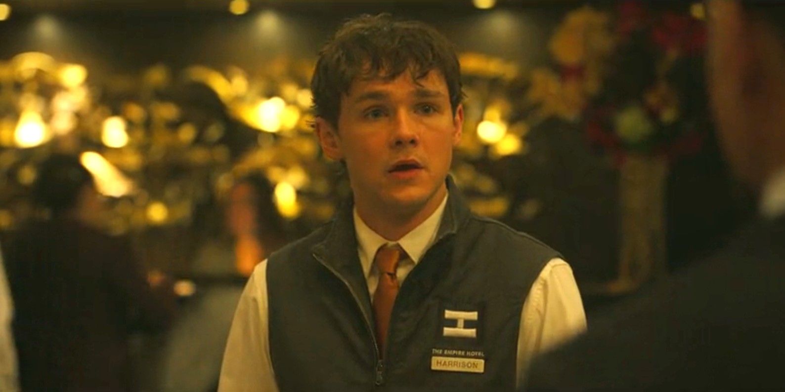 Harrison Morgan (Jack Alcott) wearing his hotel uniform and looking surprised in Dexter: Resurrection season 1, episode 2