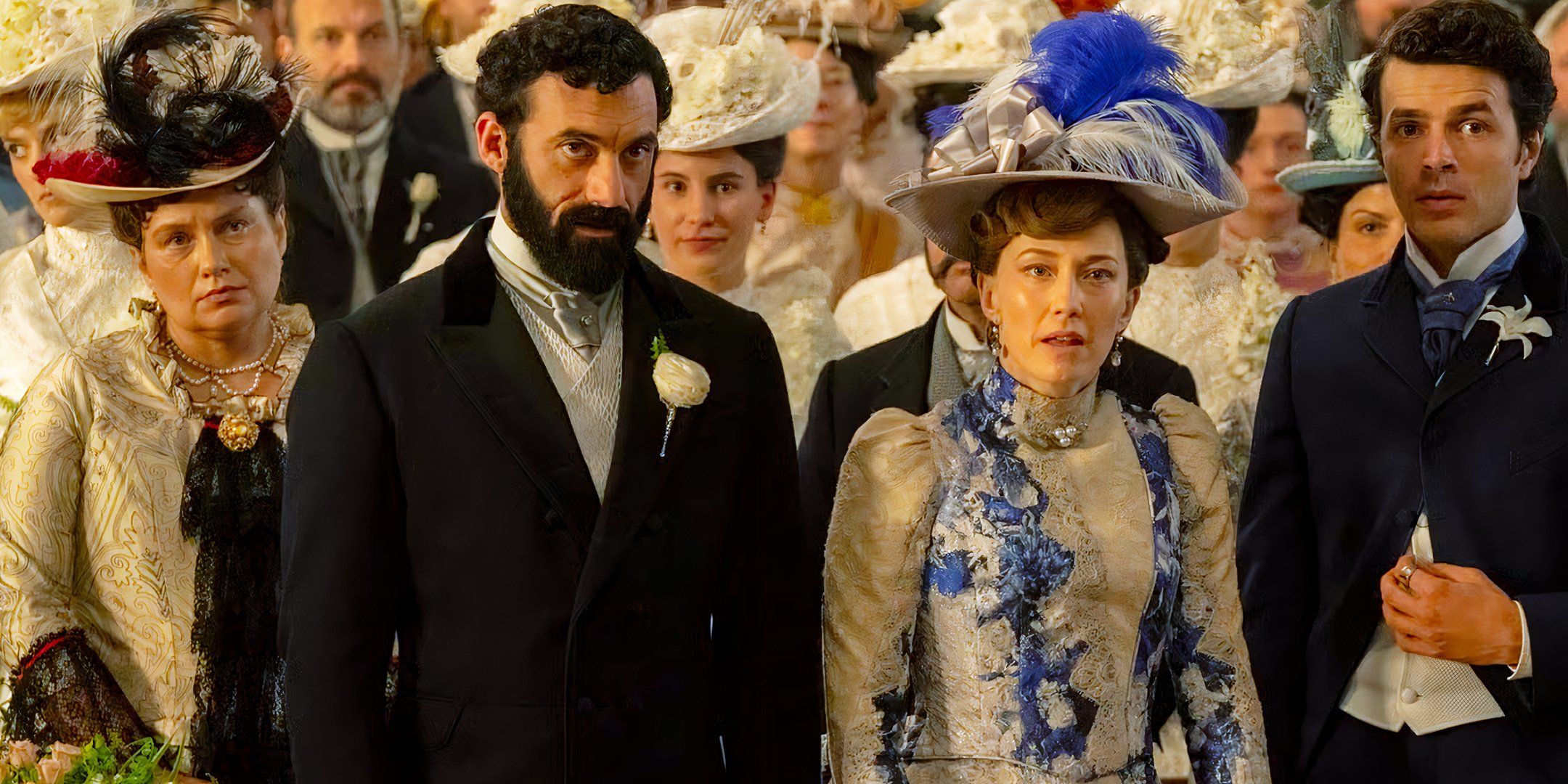 The Gilded Age's George and Bertha Russell in society