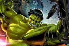 Hulk breaks a car in two in The Incredible Hulk comic cover