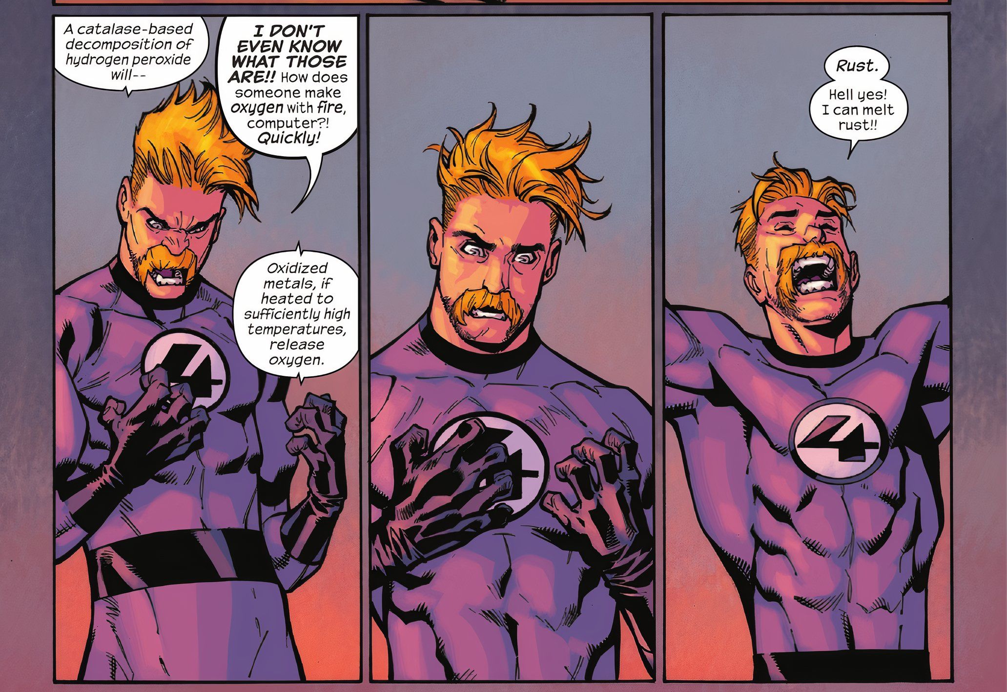 Human Torch Learns How to Make Oxygen from Rust Marvel