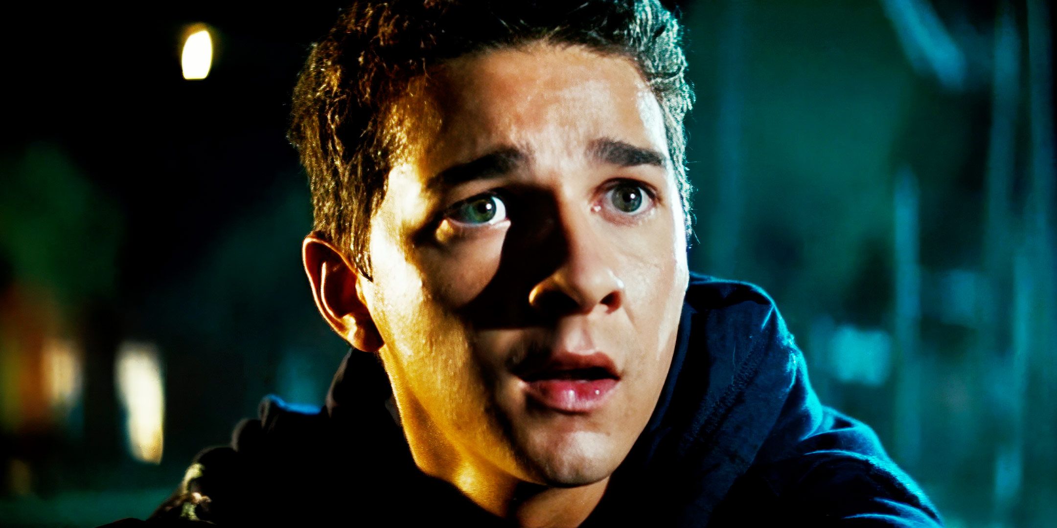 Shia LeBeouf as Sam looking concerned in Transformers 