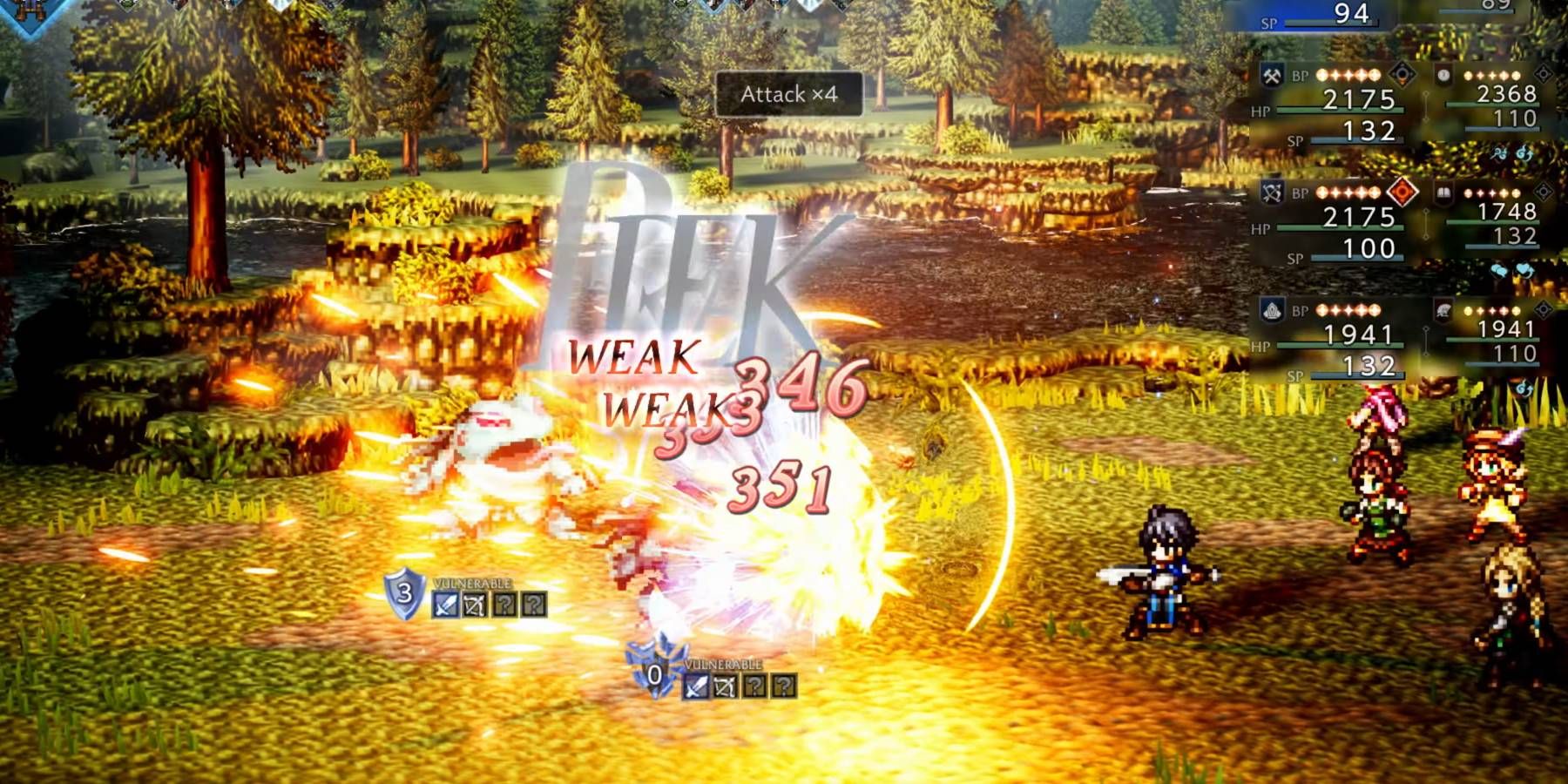 Octopath Traveler 0 combat against several enemies