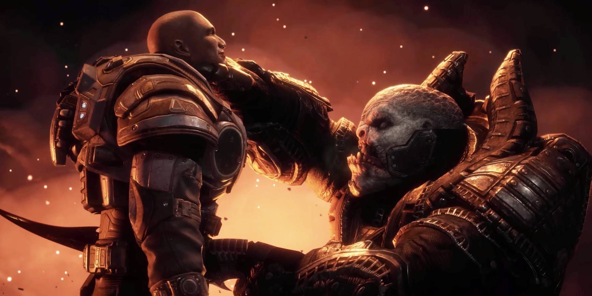 Gears of War Reloaded General Raam stabbing a character during the game's story