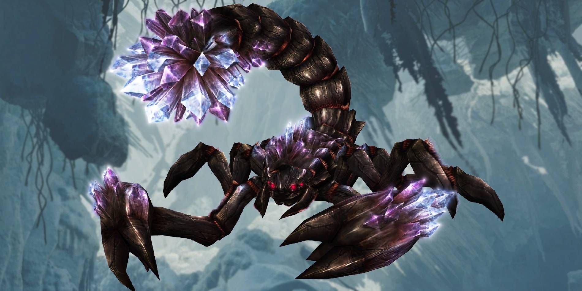 Monster Hunter Akura Vashimu monster in Wilds Iceshard Cliffs area