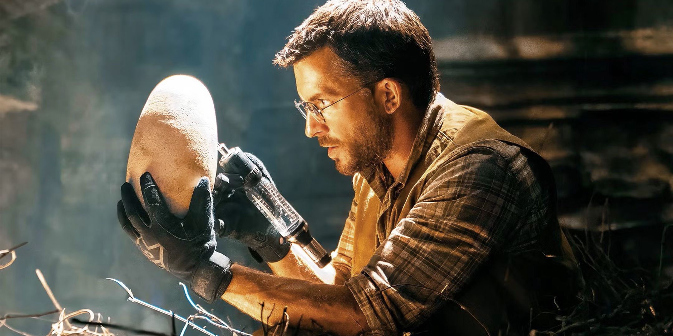 Jonathan Bailey in Jurassic World Rebirth Extracting Dinosaur DNA From an Egg