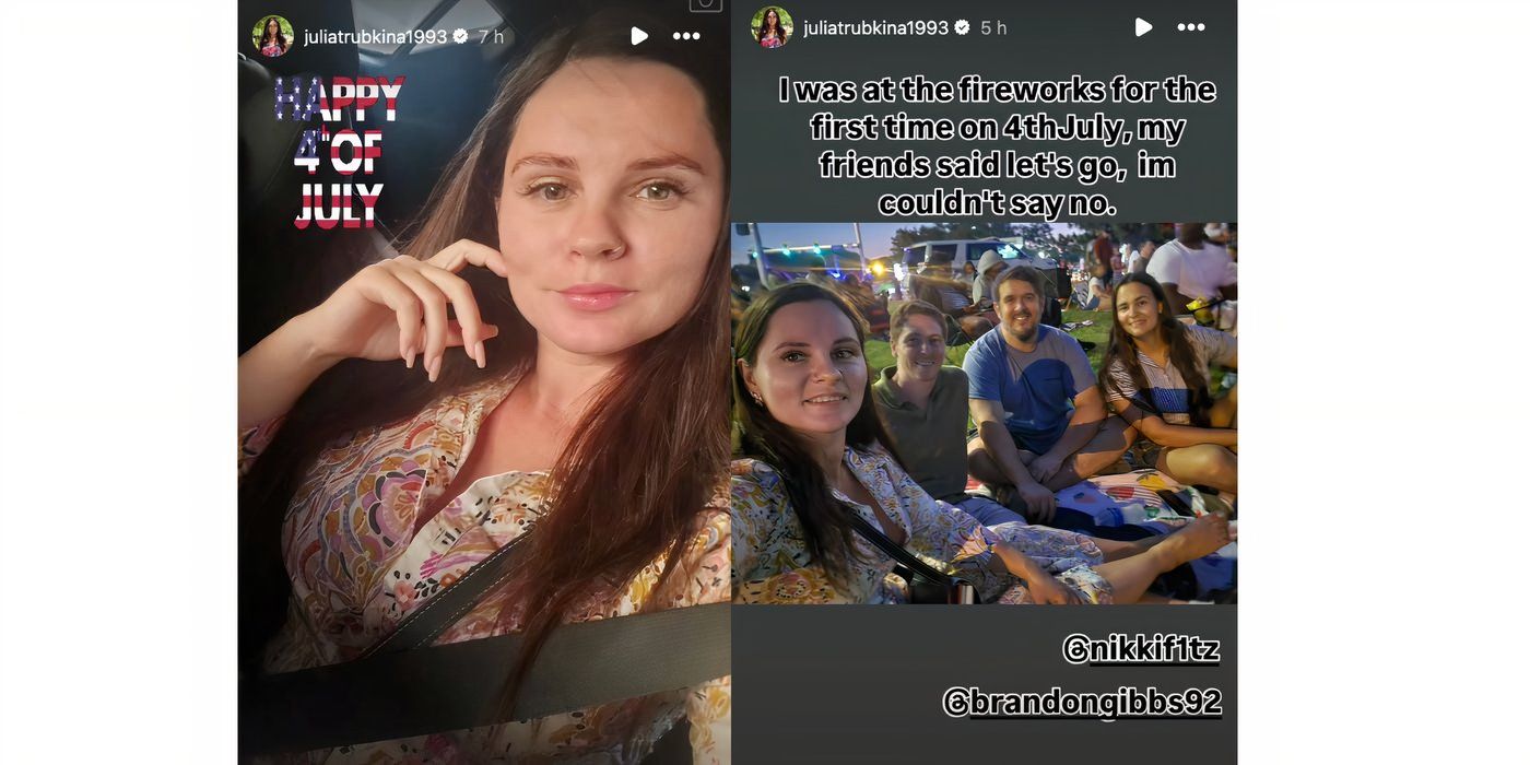 Julia Trubkina in 90 Day Fiance watching fireworks with Brandon Gibbs