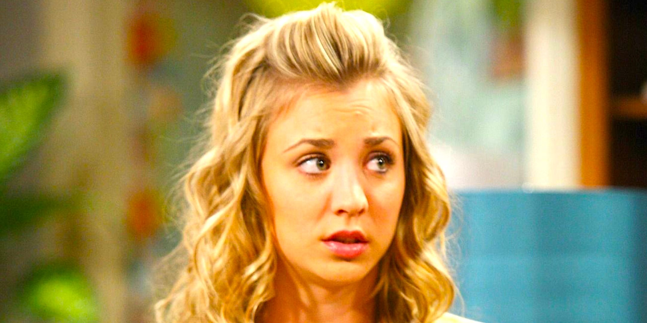 Kaley Cuoco's Penny looks worried in The Big Bang Theory season 2