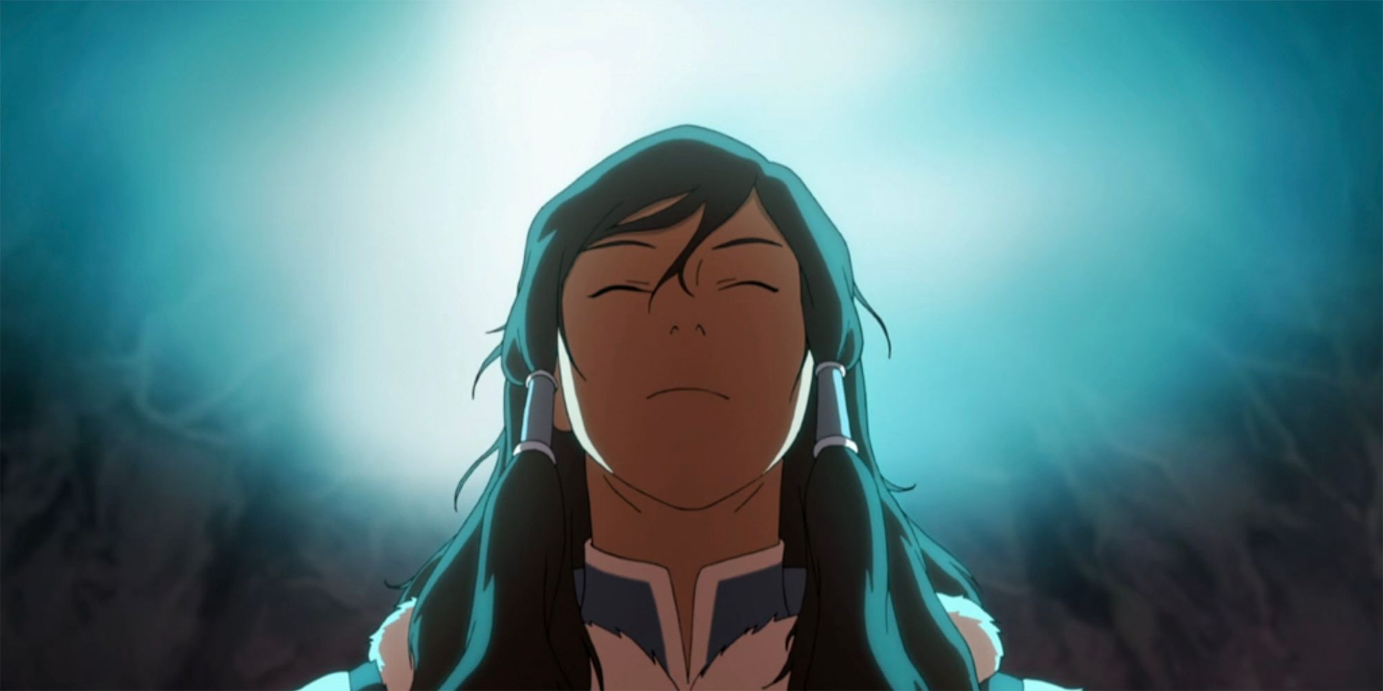 Korra meditating in the legend of korra