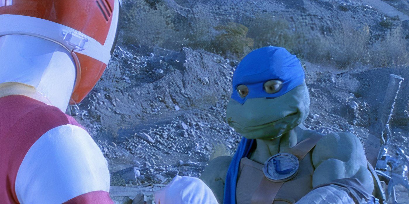 Leonardo facing the Red Power Ranger