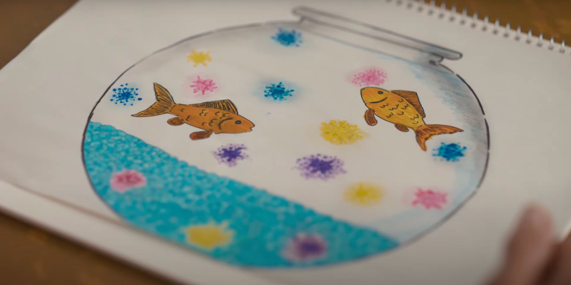 Maggie's drawing of goldfish in Magnetosphere