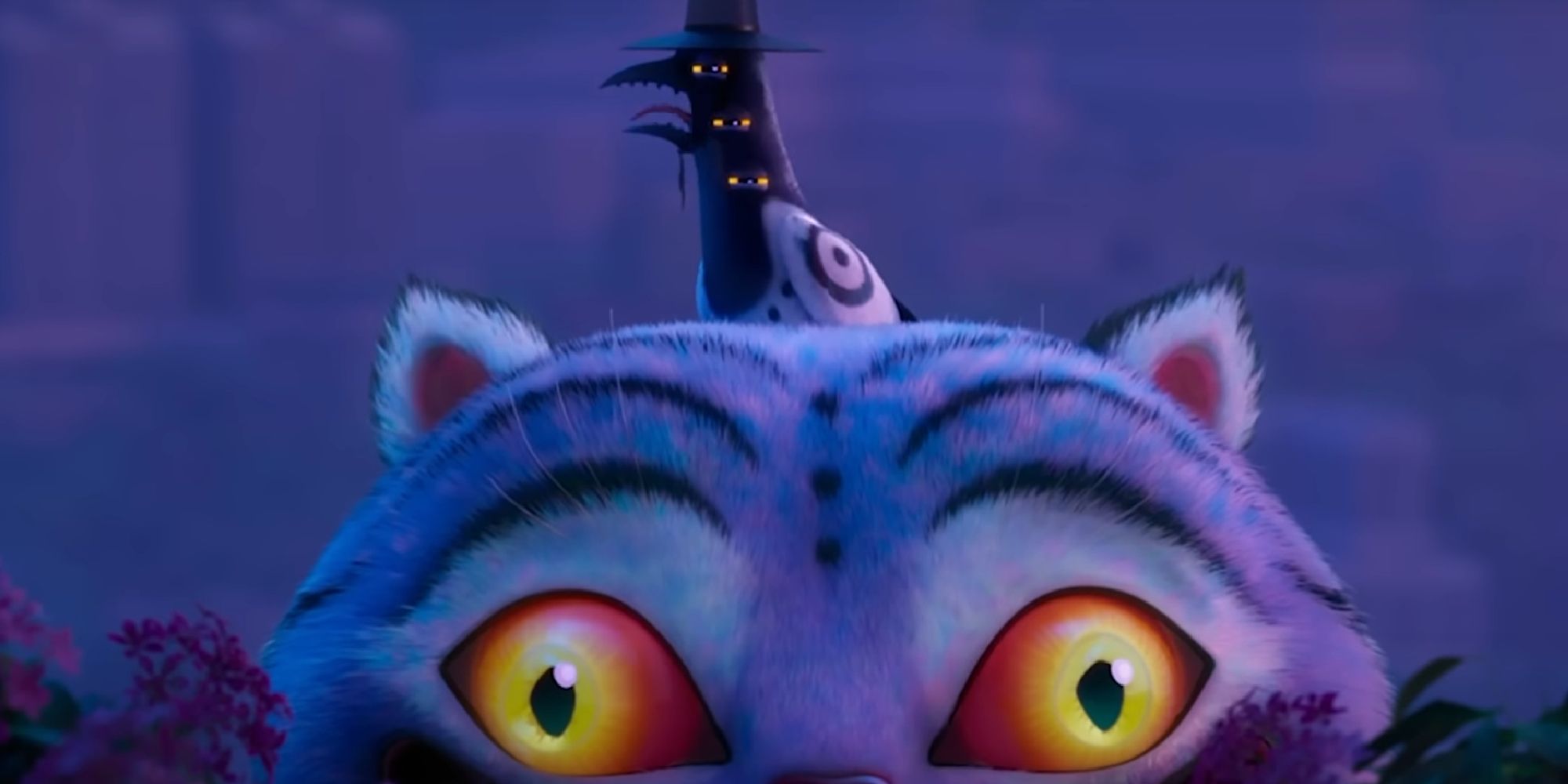 Magpie and Tiger sit together in blue sky in Kpop Demon Hunters