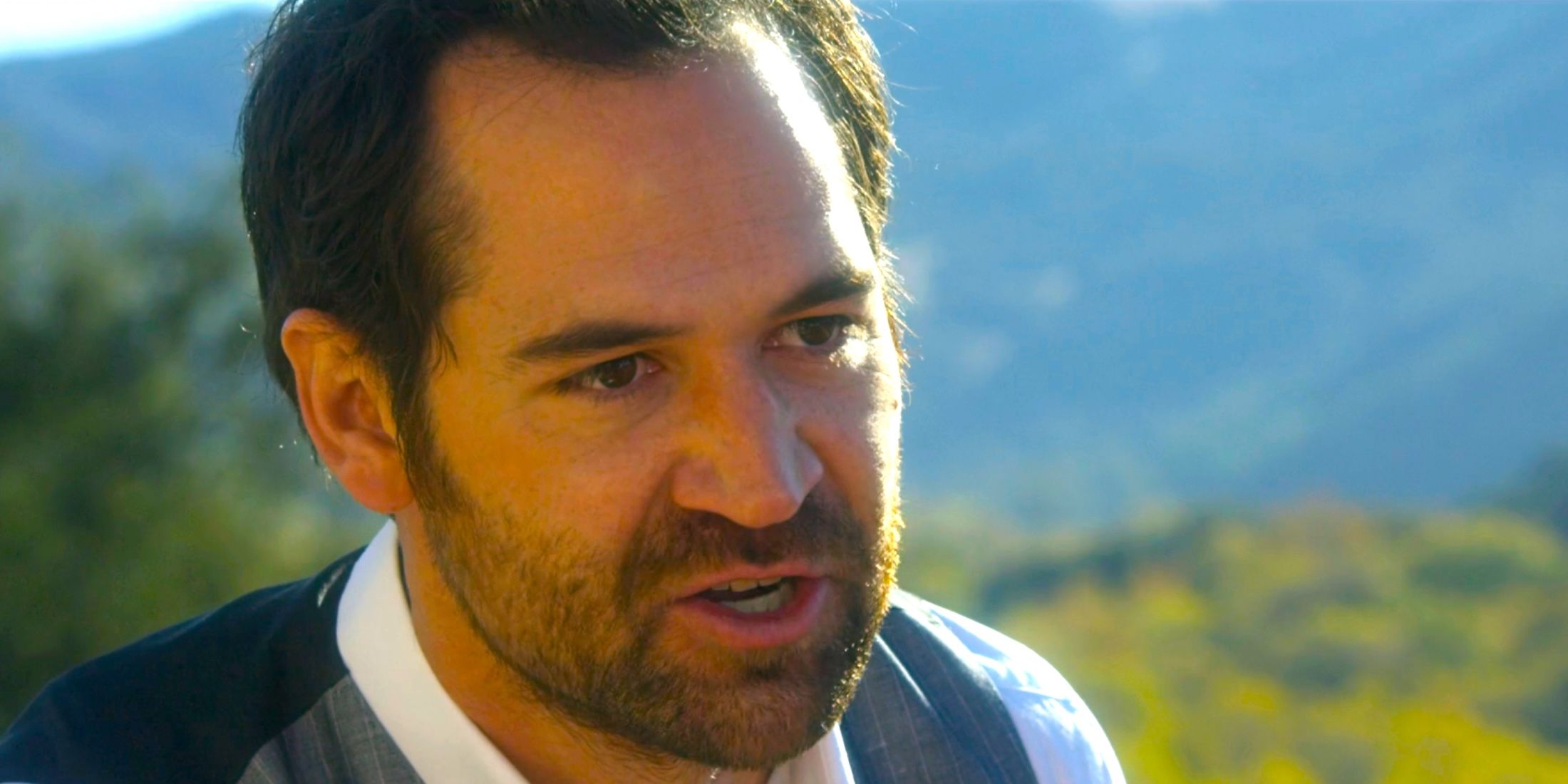 Manuel Garcia-Rulfo as Gabriel Ortega looking angry in Goliath season 2