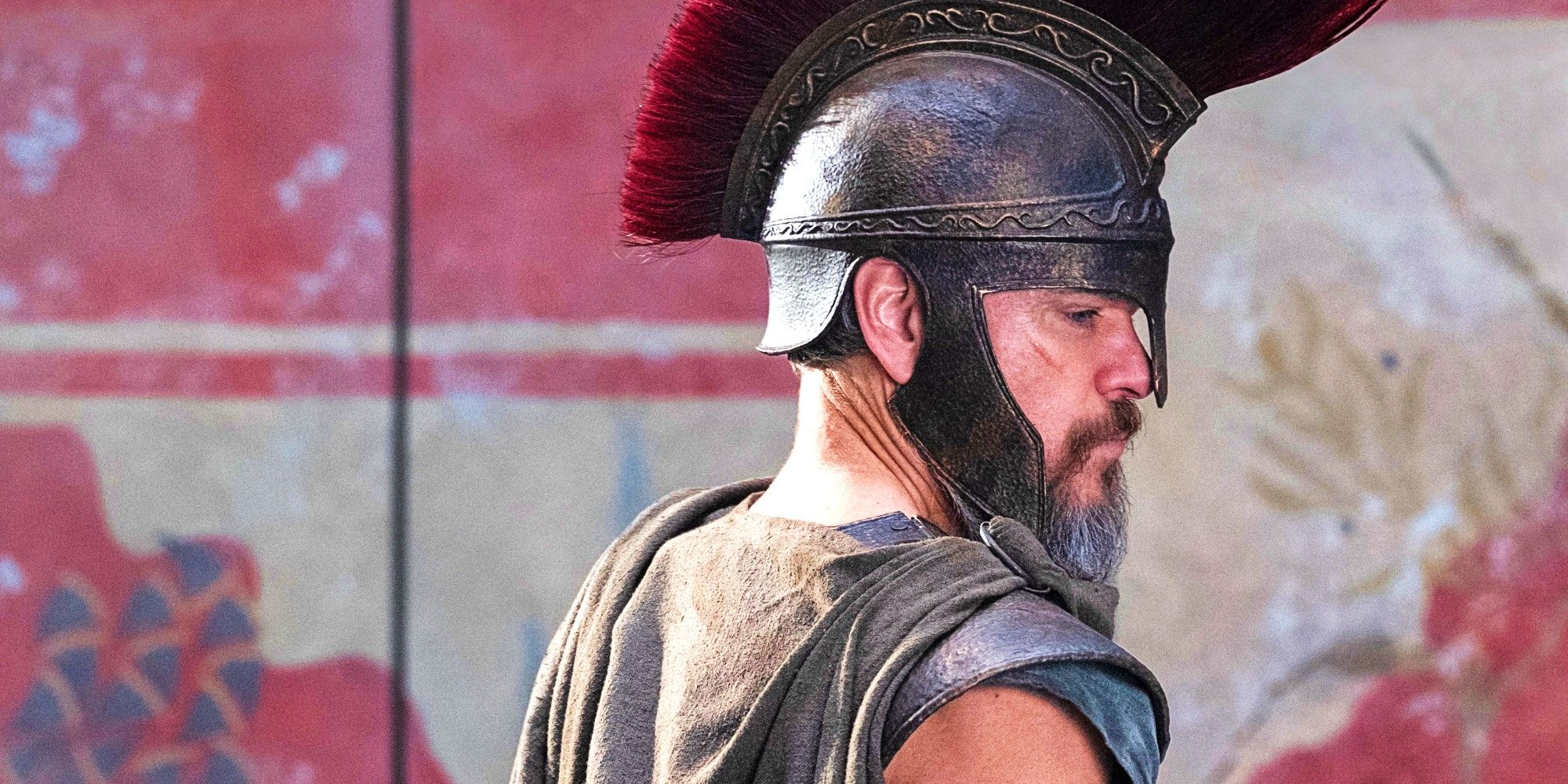 Matt Damon in costume as Odysseus in The Odyssey