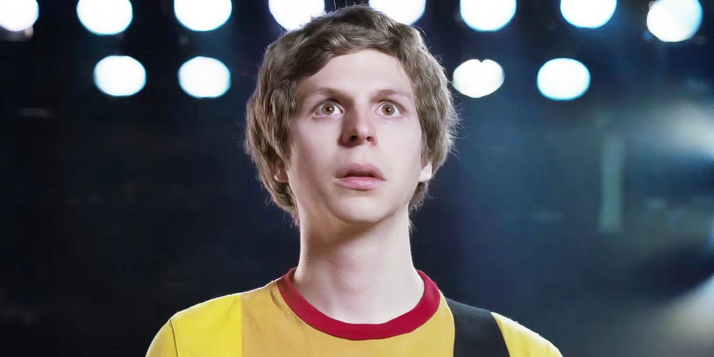 Michael Cera looking shocked as Scott Pilgrim