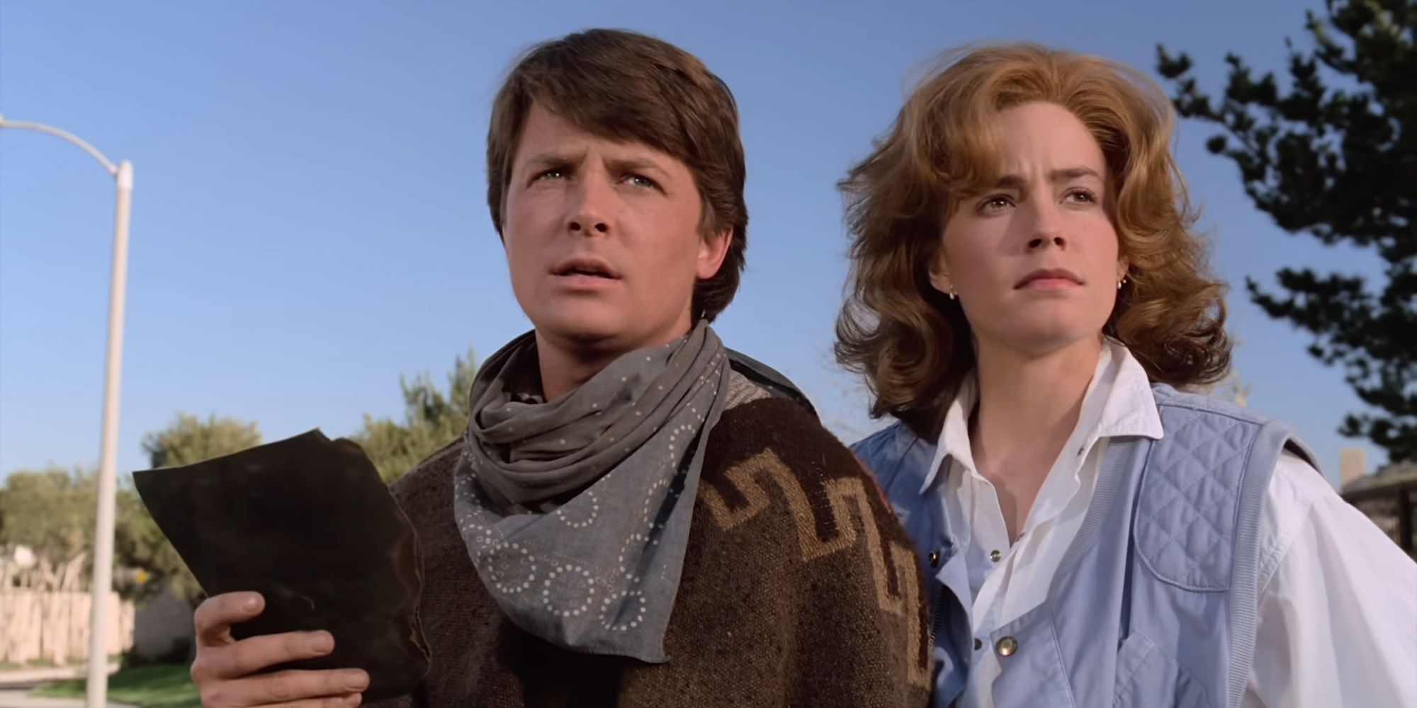 Michael J Fox as Marty McFly in the final scene of Back to the Future trilogy