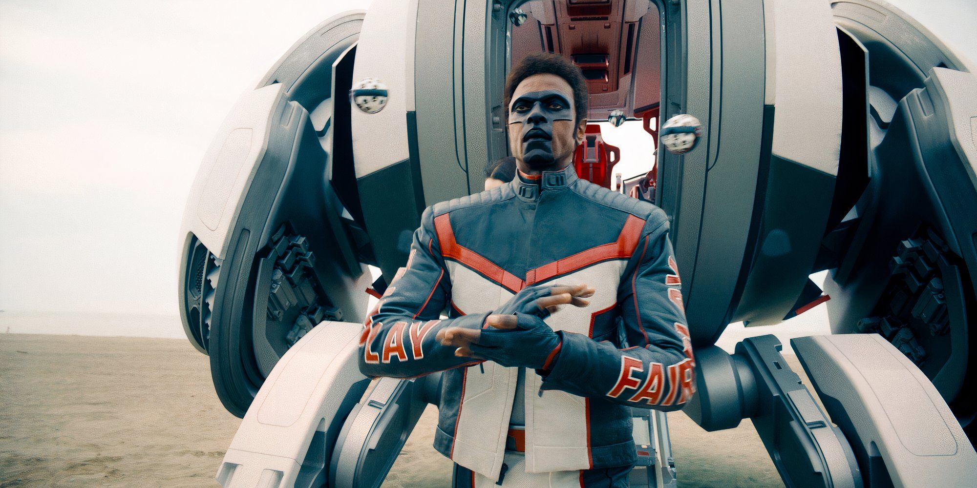 Mister Terrific steps out of his UFO in Superman (2025)
