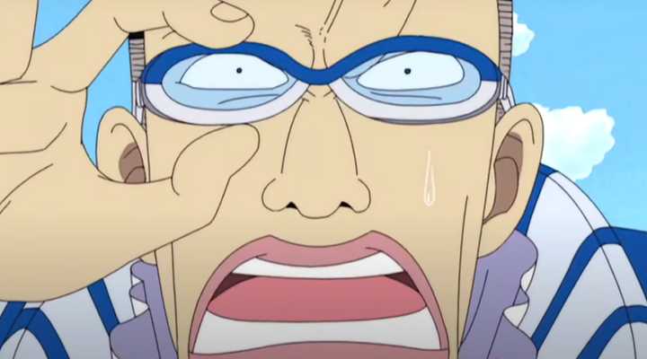 Mr. 3 adjusting his glasses in One Piece anime