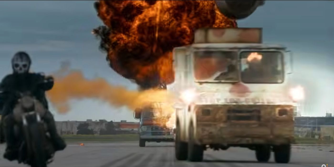 Mr. Grimm and Sweet Tooth in front of a yellow missile trail in Twisted Metal season 2's tournament teaser