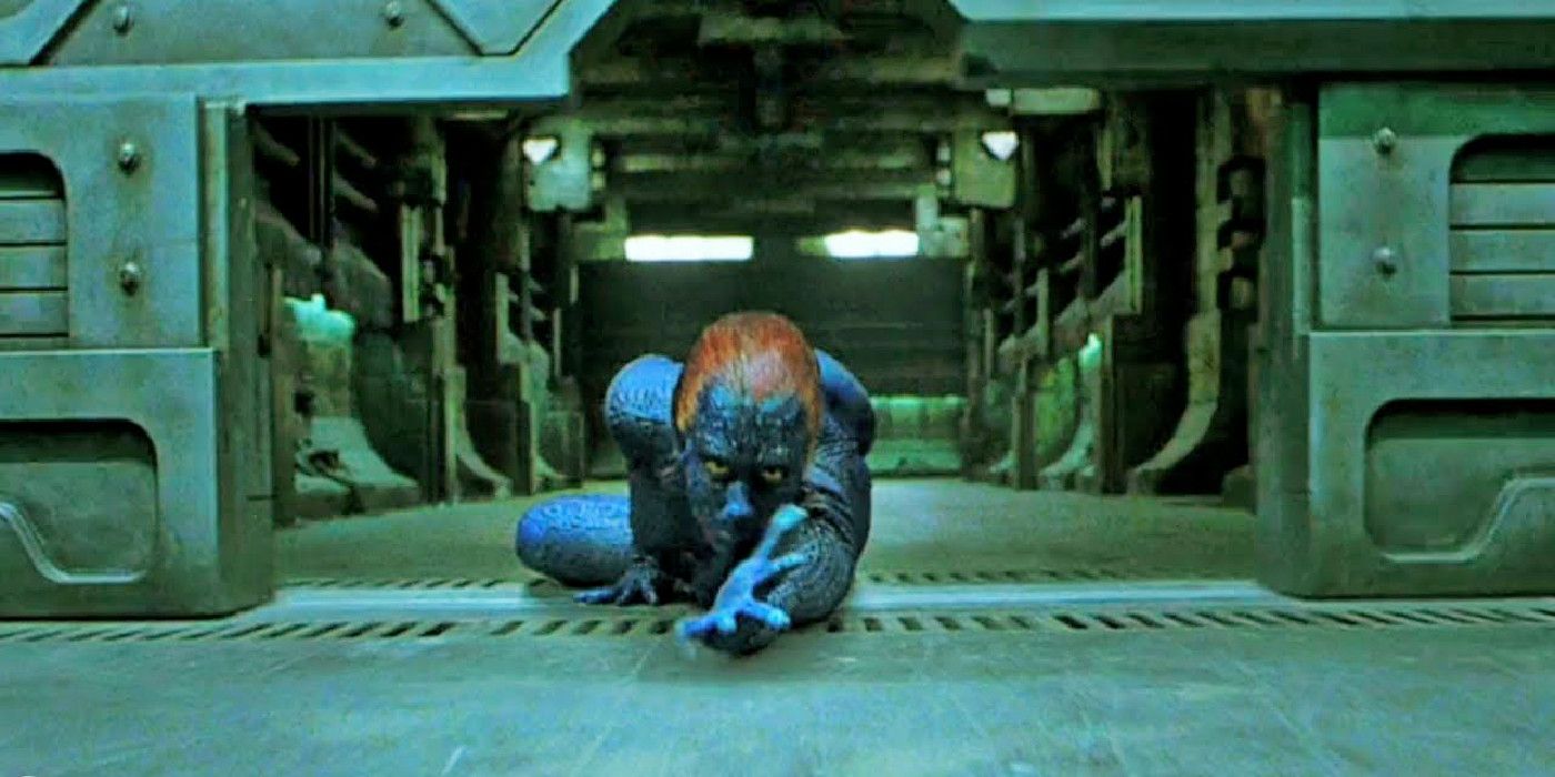 Mystique sliding through doors in X2 X-Men United