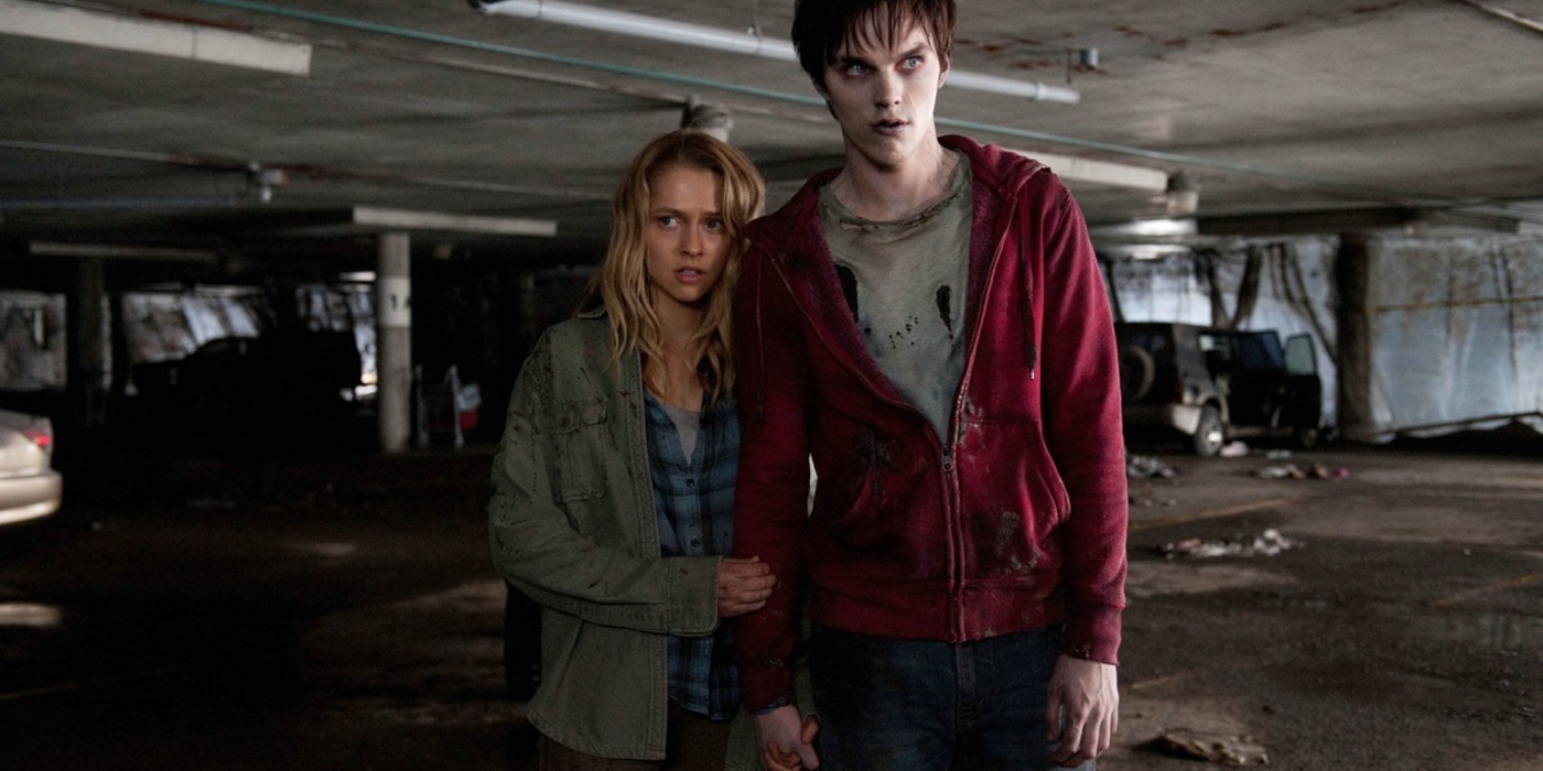 Nicholas Hoult and Teresa Palmer as R and Julie in Warm Bodies