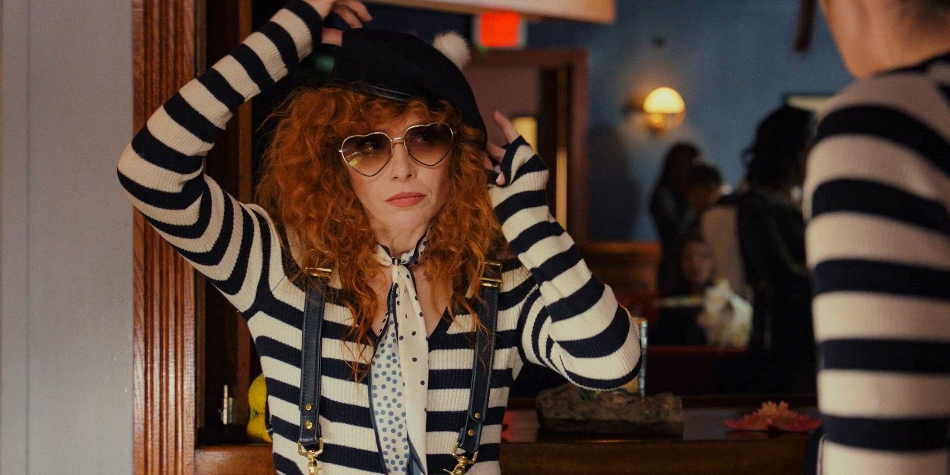 Charlie Cale (Natasha Lyonne) adjusting her beret in Poker Face Season 2 Ep 11