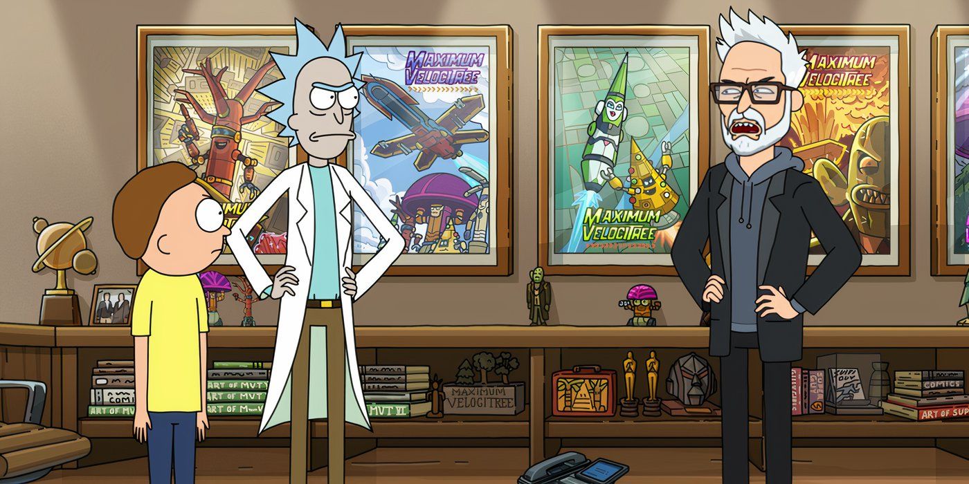 James Gunn talking to Rick and Morty in Rick and Morty