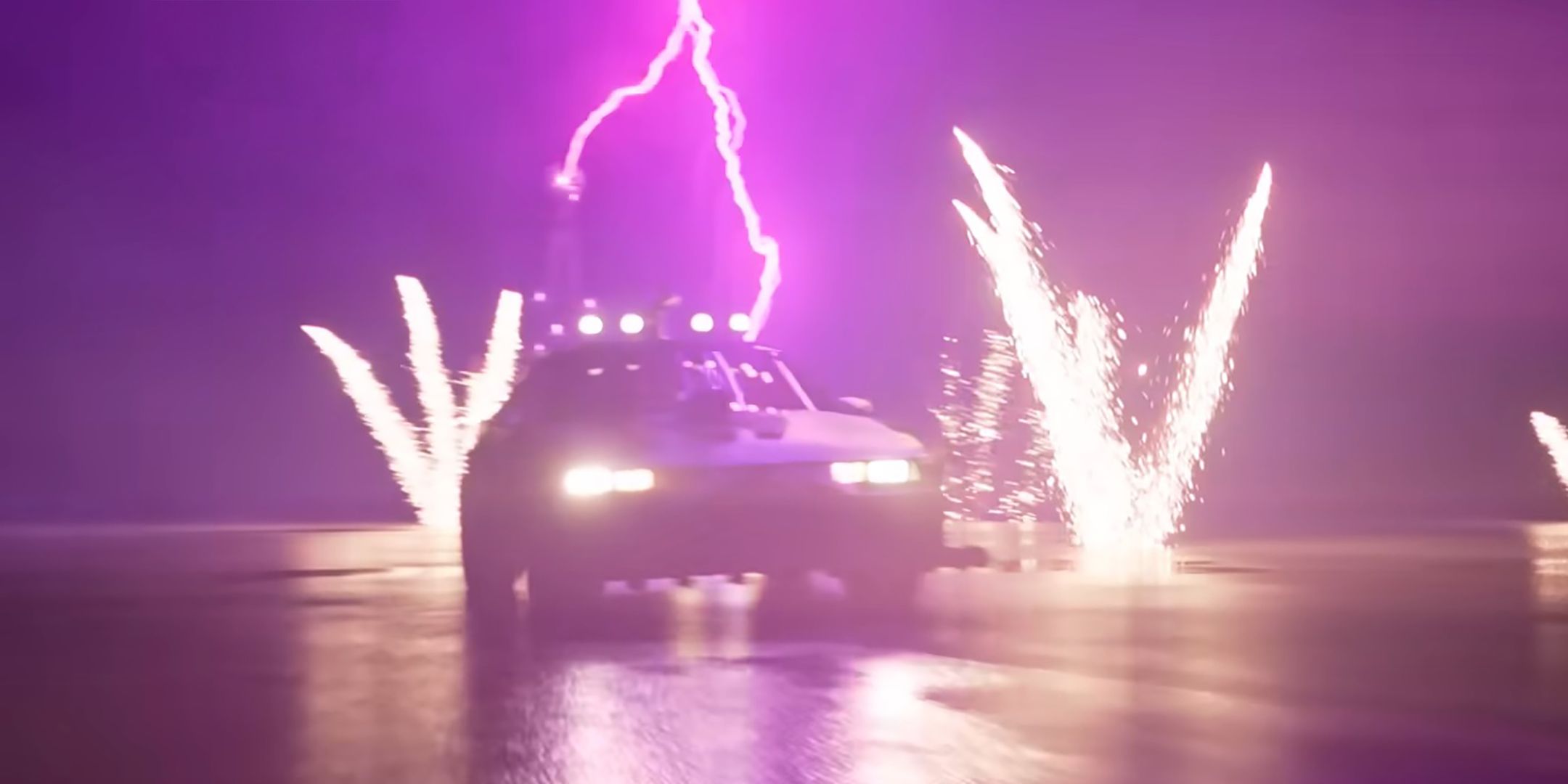 Roadkill racing through a lightning field in Twisted Metal season 2